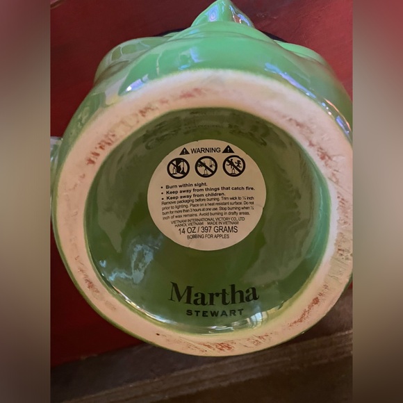 MARTHA STEWART Ceramic Frankenstein 2 wick Candle Bobbing For Apples Halloween - Picture 8 of 8